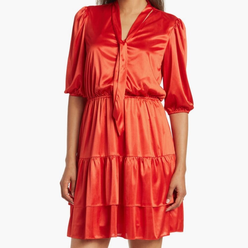 NWT Nanette Tie Neck Dress in Saffron Sun